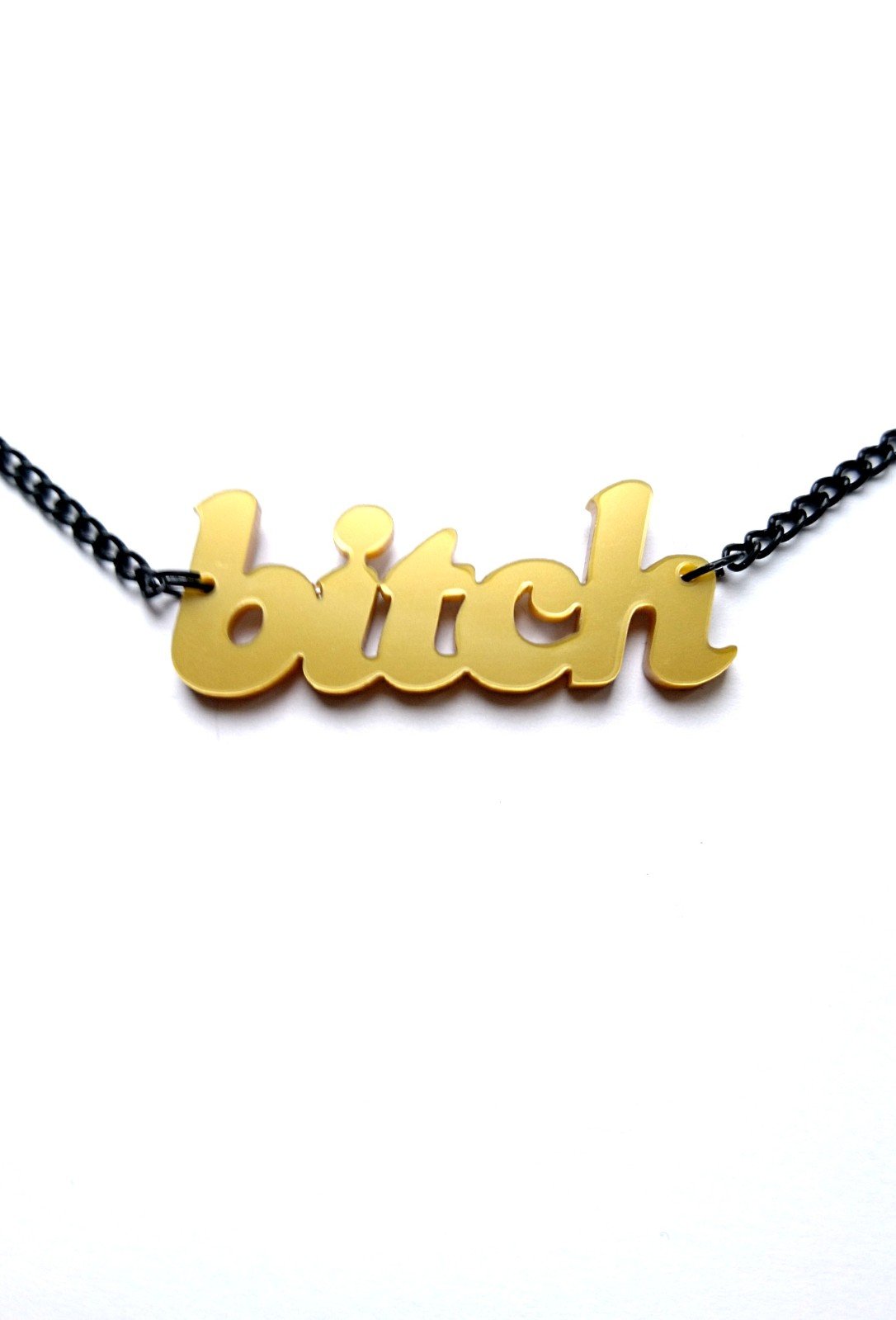 Bitch! naamketting (goud)