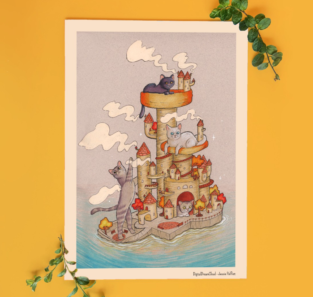 Katten krabpaal eiland A4 21x29,7cm