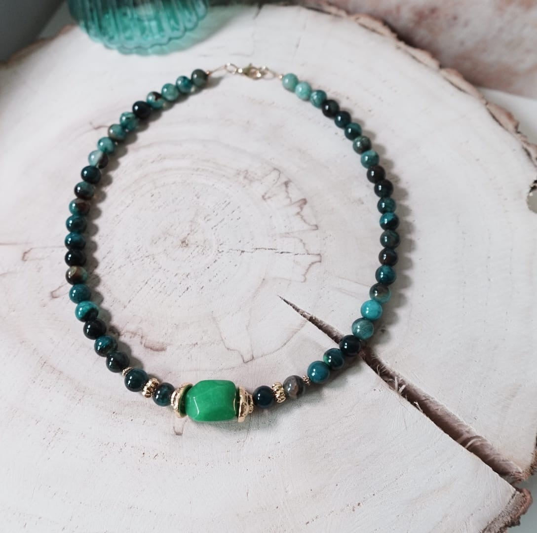 Groen Striped Agate ketting