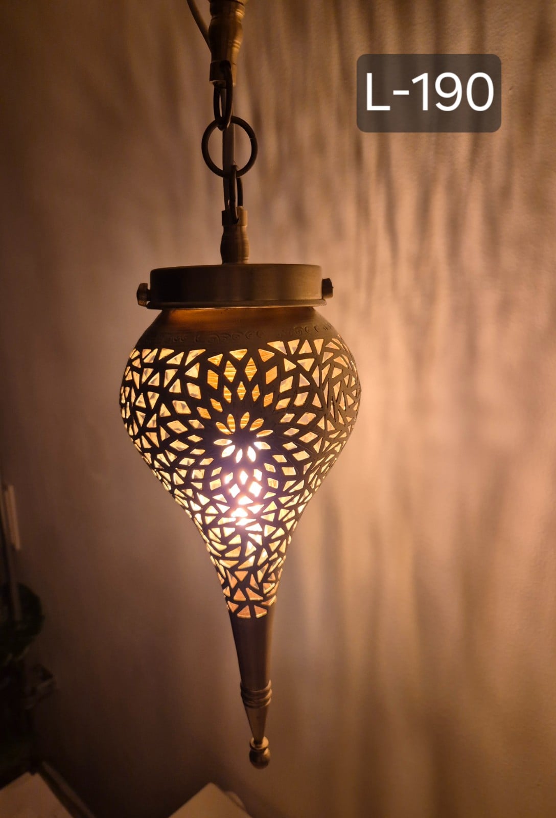 Handmade Moroccan Brass Pendant Light, Lotus Leaf Design, Art Deco Vintage Gold Patina, E27 Bulb & Cable, Unique Boho Home Decor Gift