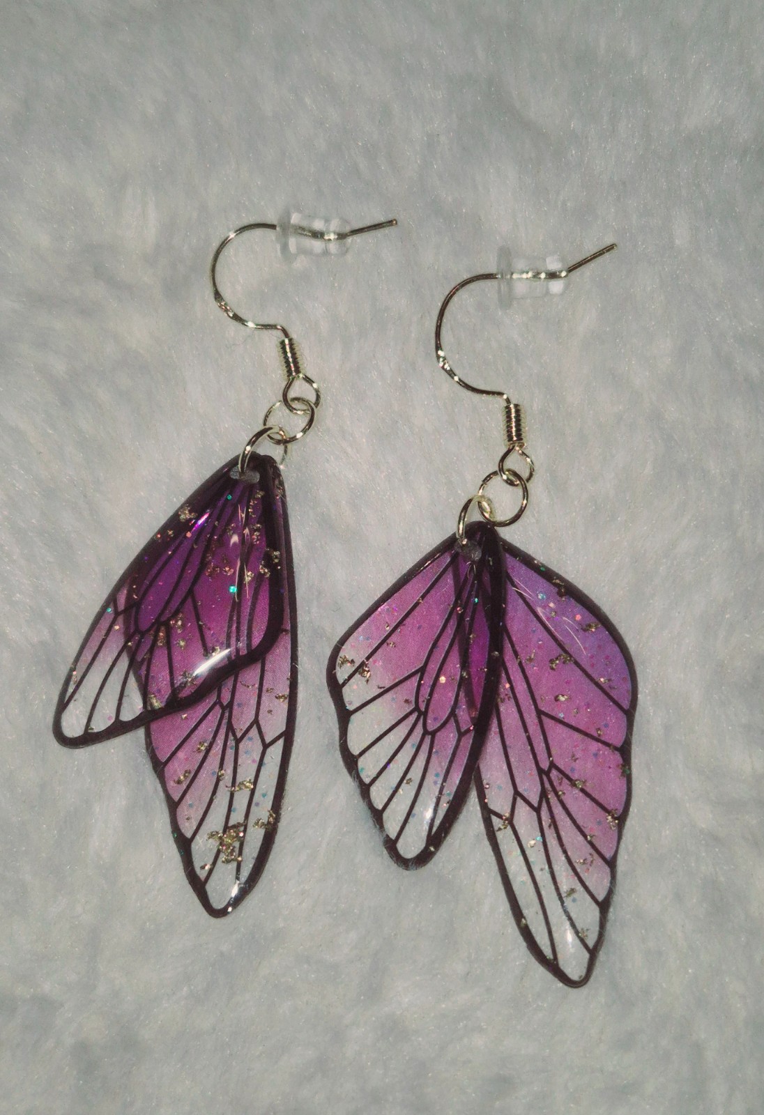 Resin paarse vlinder vleugels oorbellen