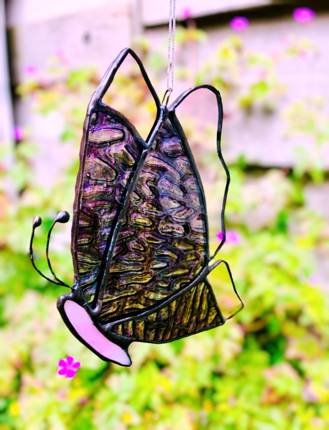 Glas-in-lood vlinder | Handgemaakt | Tiffany-techniek | Raamhanger | Suncatcher