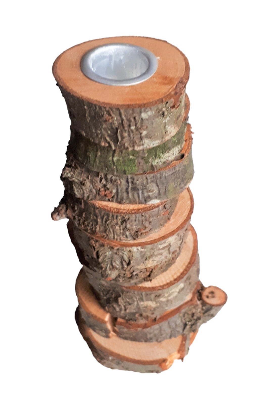 Kandelaar van gestapelde plakjes hout - 105161 Kandelaar van gestapelde plakjes hout