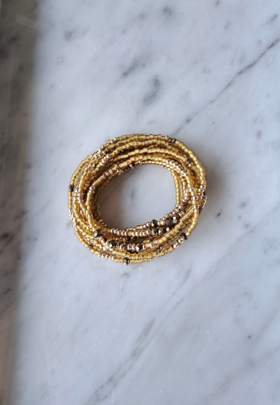 Ibizastyle wikkelarmband met goudaccenten Light Topaz