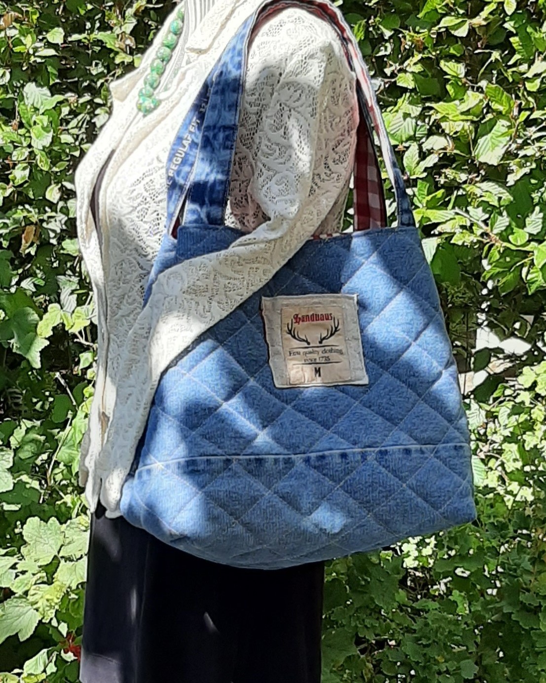 Quilted denim schoudertas / totebag