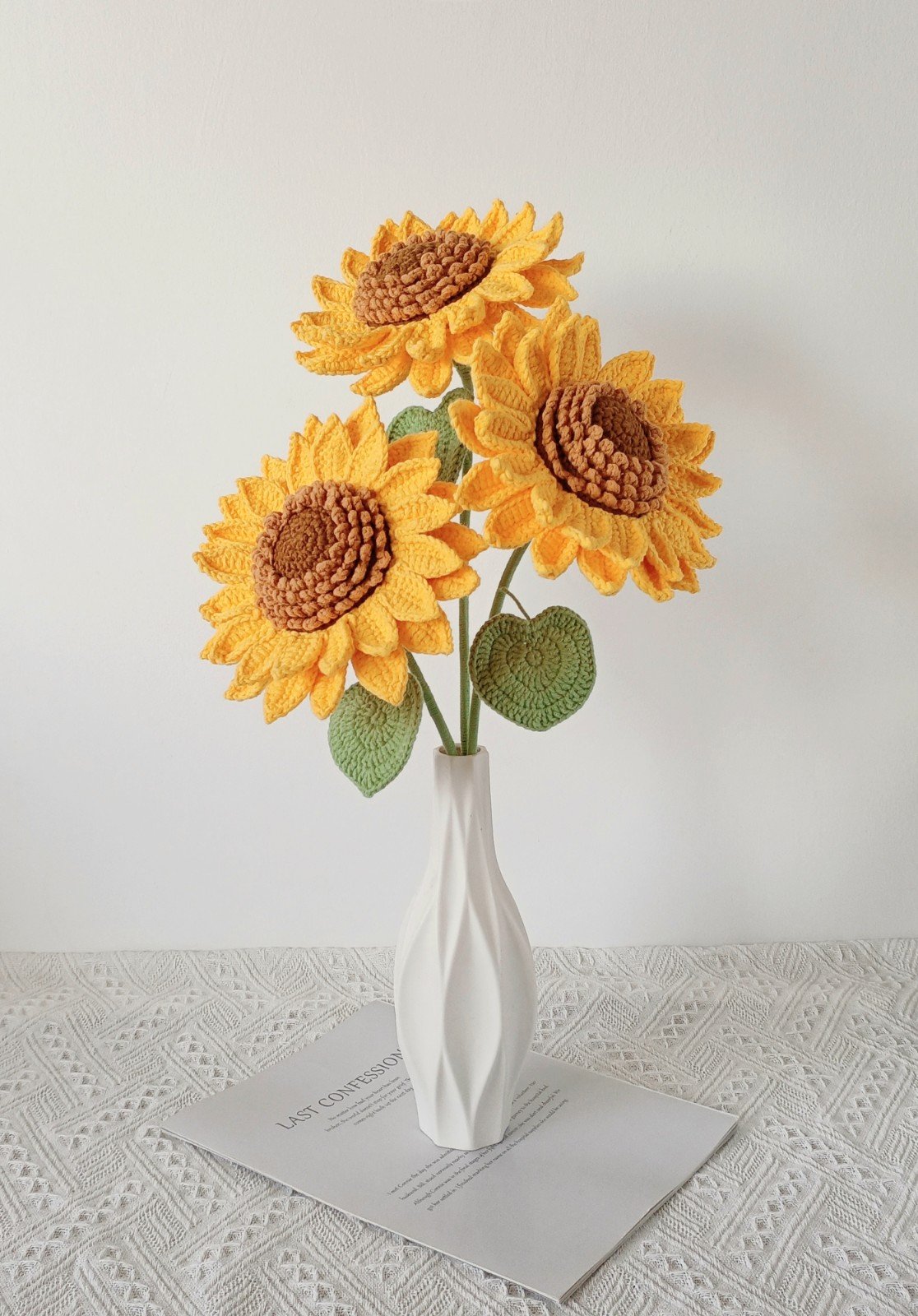 Handgemaakte gehaakte zonnebloemen – 3 stuks vol zonneschijn en vro… - 87654 Handgemaakte gehaakte zonnebloemen – 3 stuks vol zonneschijn en vrolijkheid