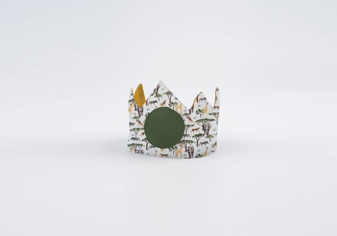 Verjaardagskroon Under the African Acacia tree | Groen / Geel / Jungle / Dieren / Safari met leeftijd naar keuze