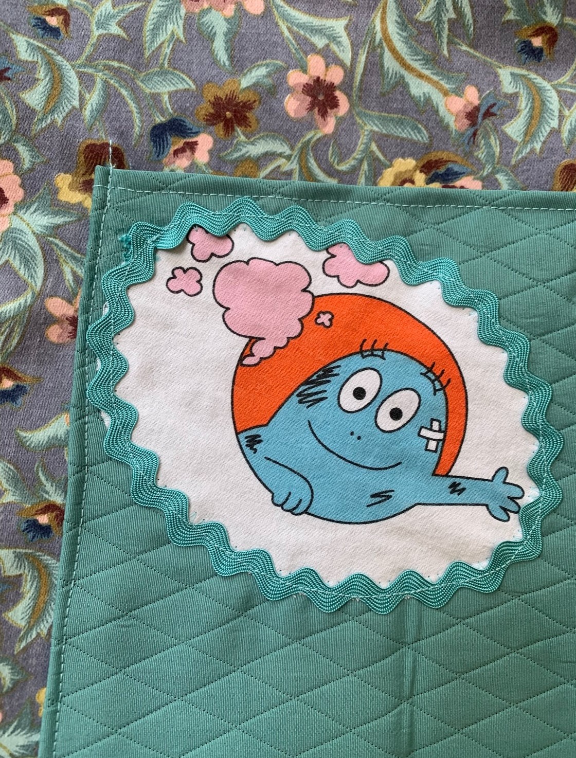 Totebag met geborduurde molen en Barbapa voering - 135979 Totebag met geborduurde molen en Barbapa voering
