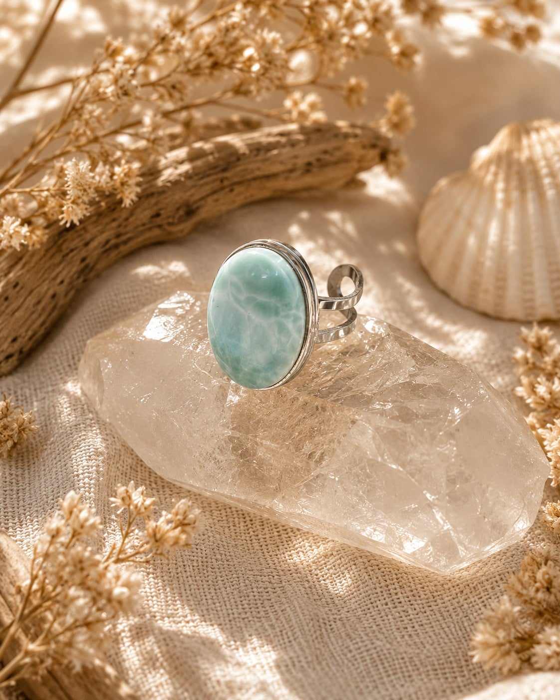 Verstelbare ring met Larimar