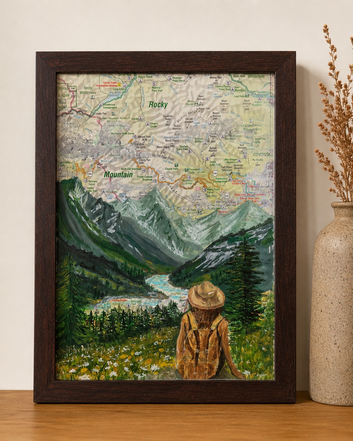 Into the Mountains – origineel kunstwerk op kaart van de Rocky Moun… - 147805 Into the Mountains – origineel kunstwerk op kaart van de Rocky Mountains