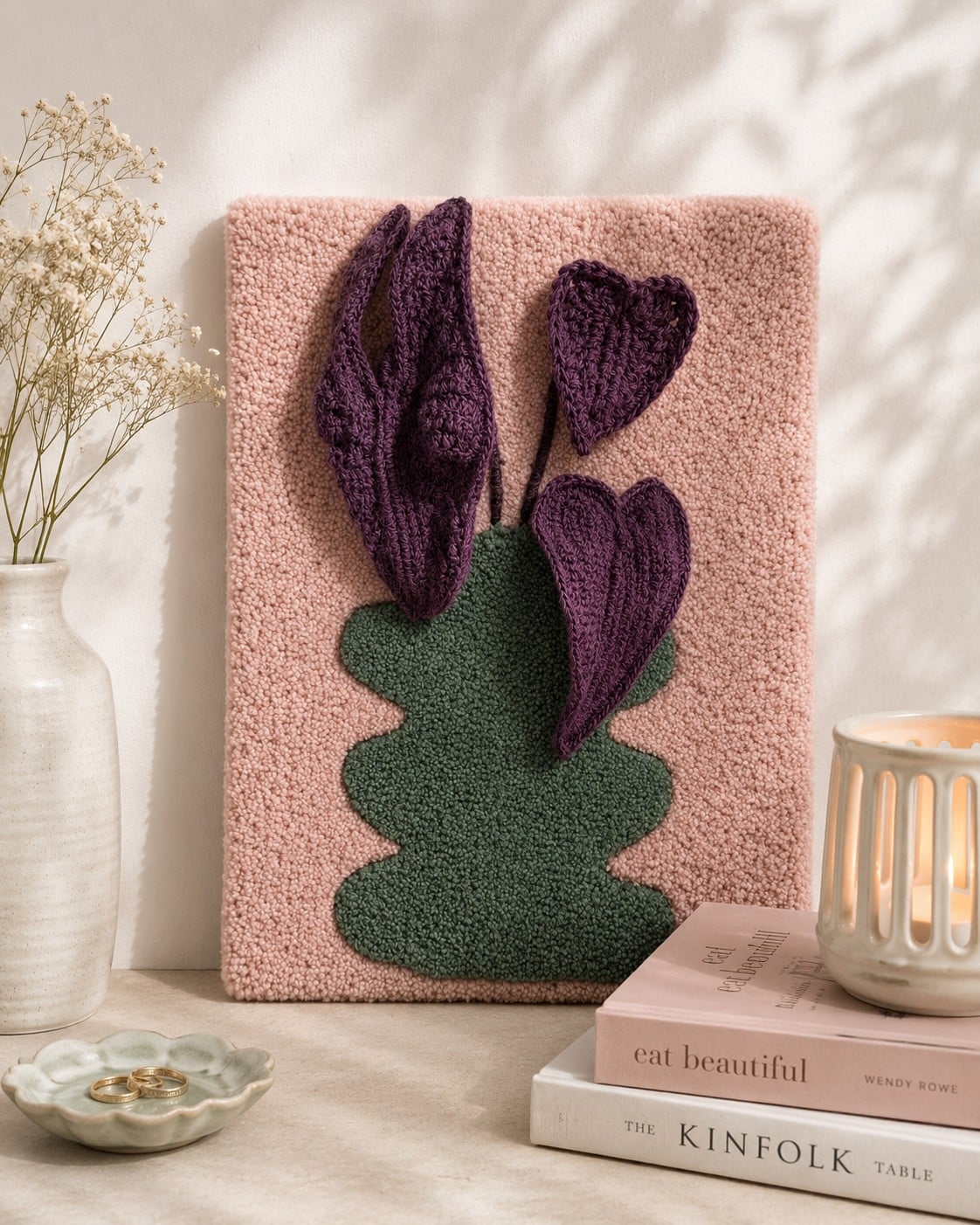 Tufted Paarse Bladeren | Handgemaakt Wandkunstwerk van 100% wol | 32 … - 147444 Tufted Paarse Bladeren | Handgemaakt Wandkunstwerk van 100% wol | 32 x 42 cm