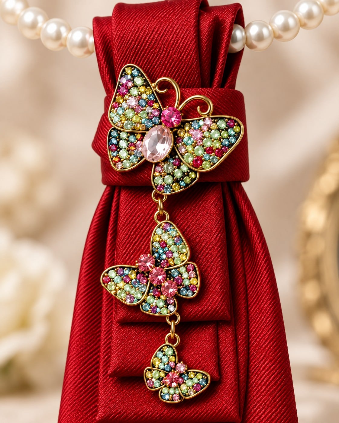 Aparte rode vlinder stropdas ketting dames – luxe accessoire met broche Eye catcher