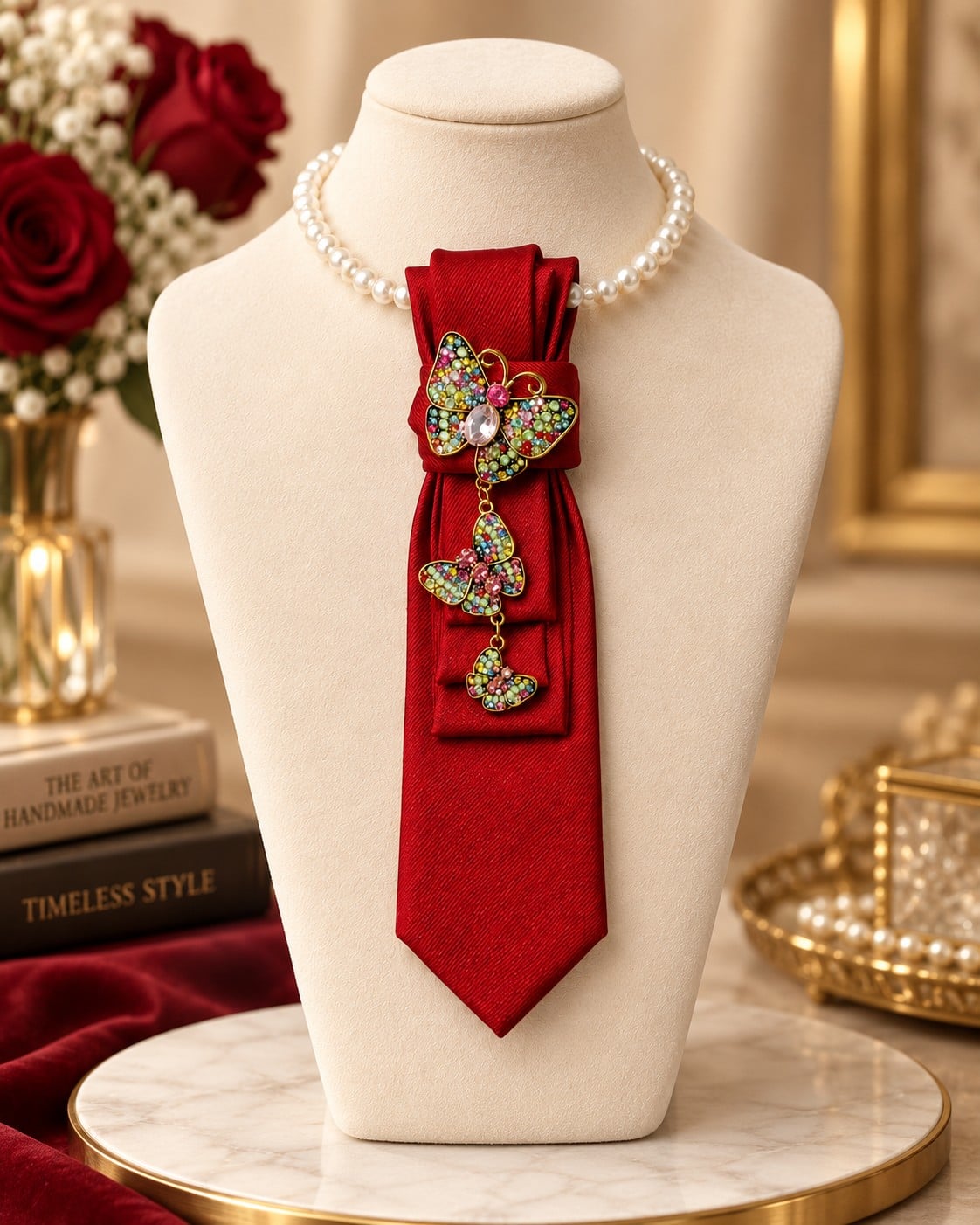 Aparte rode vlinder stropdas ketting dames – luxe accessoire met broche Eye catcher