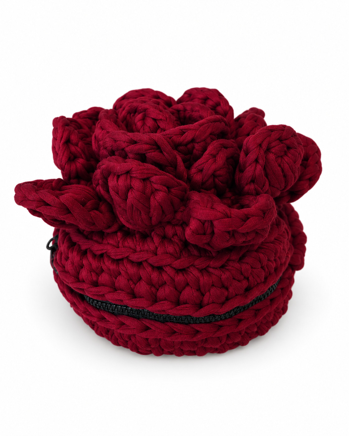 Handgemaakte rode gehaakte handtas met rozen - 148545 Handgemaakte rode gehaakte handtas met rozen