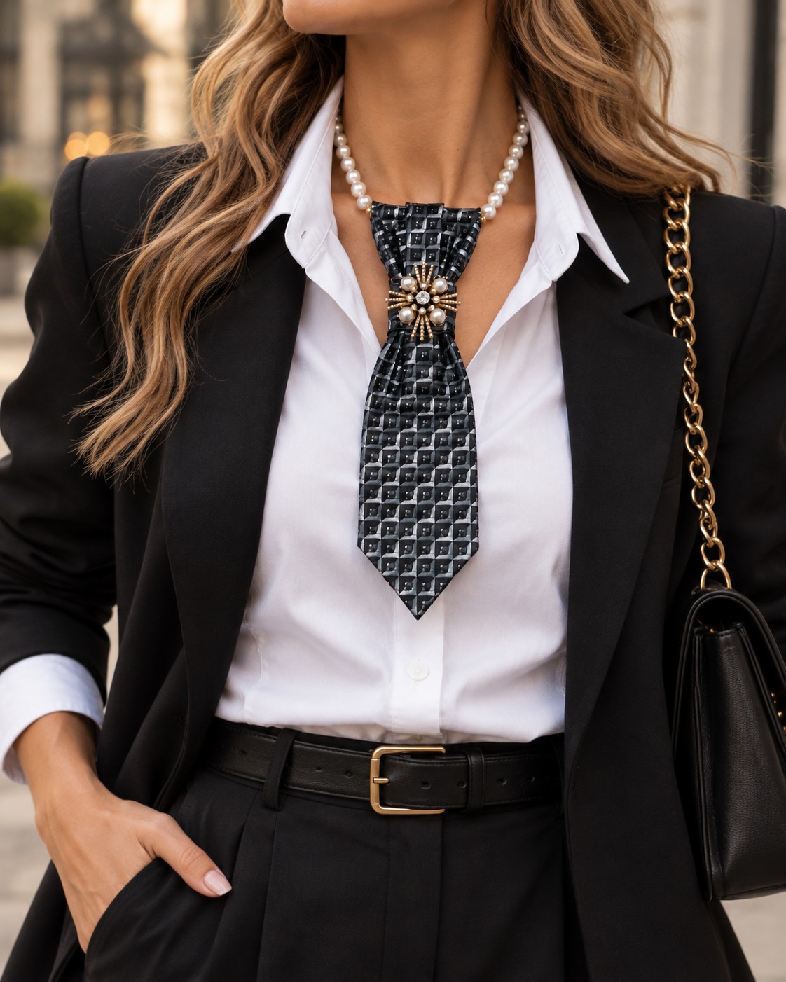 One of a kind handgemaakte stropdasketting zwart blok| Statement tie … - 151673 One of a kind handgemaakte stropdasketting zwart blok| Statement tie necklace | Upcycled tie jewelry