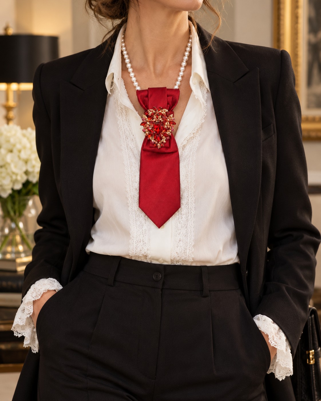 Stropdas ketting Charming stropdas ketting Tie necklace Stropdas met … - 151705 Stropdas ketting Charming stropdas ketting Tie necklace Stropdas met broche One of a kind Eyecatcher