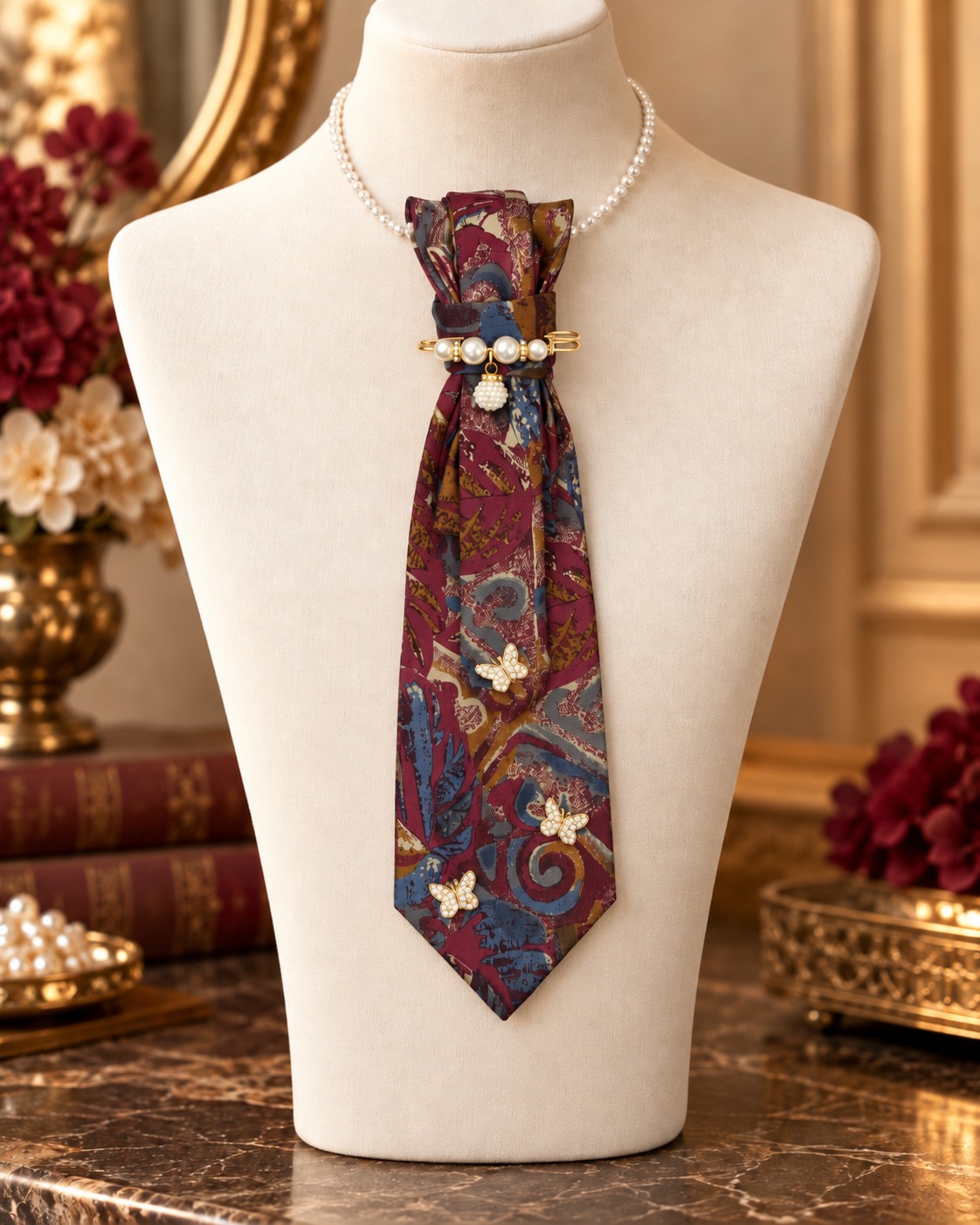 Stropdas ketting Tie necklace Stropdas met ketting en broche meerkleu… - 151956 Stropdas ketting Tie necklace Stropdas met ketting en broche meerkleurig