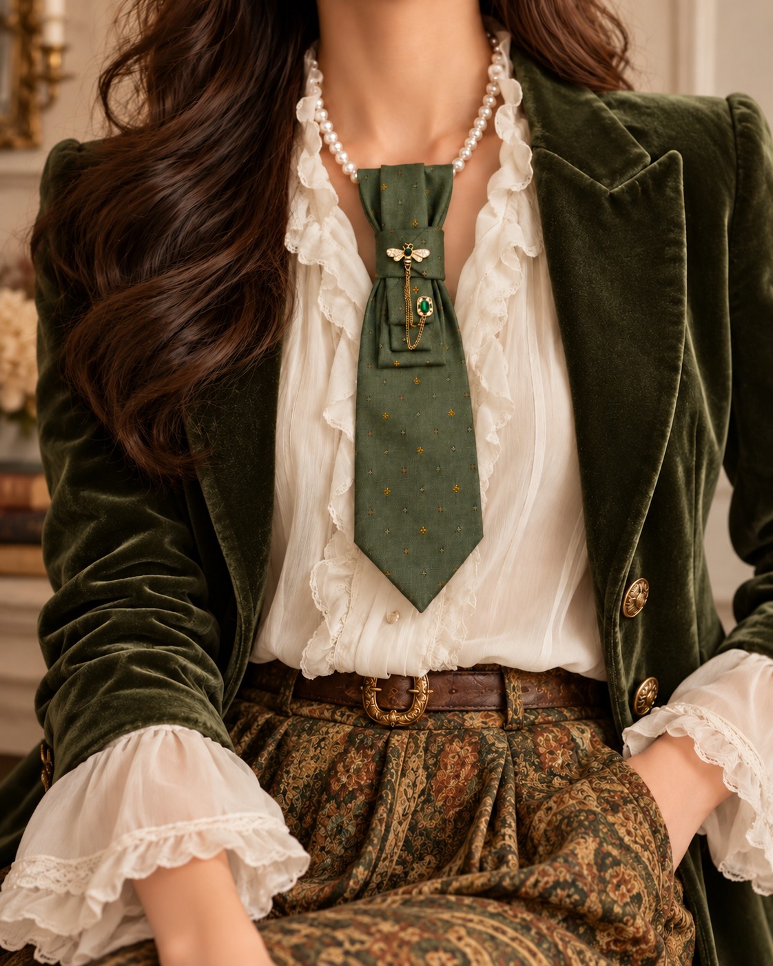 Unieke handgemaakte stropdasketting groen met vlieg | Statement tie n… - 151961 Unieke handgemaakte stropdasketting groen met vlieg | Statement tie necklace | Upcycled tie jewelry