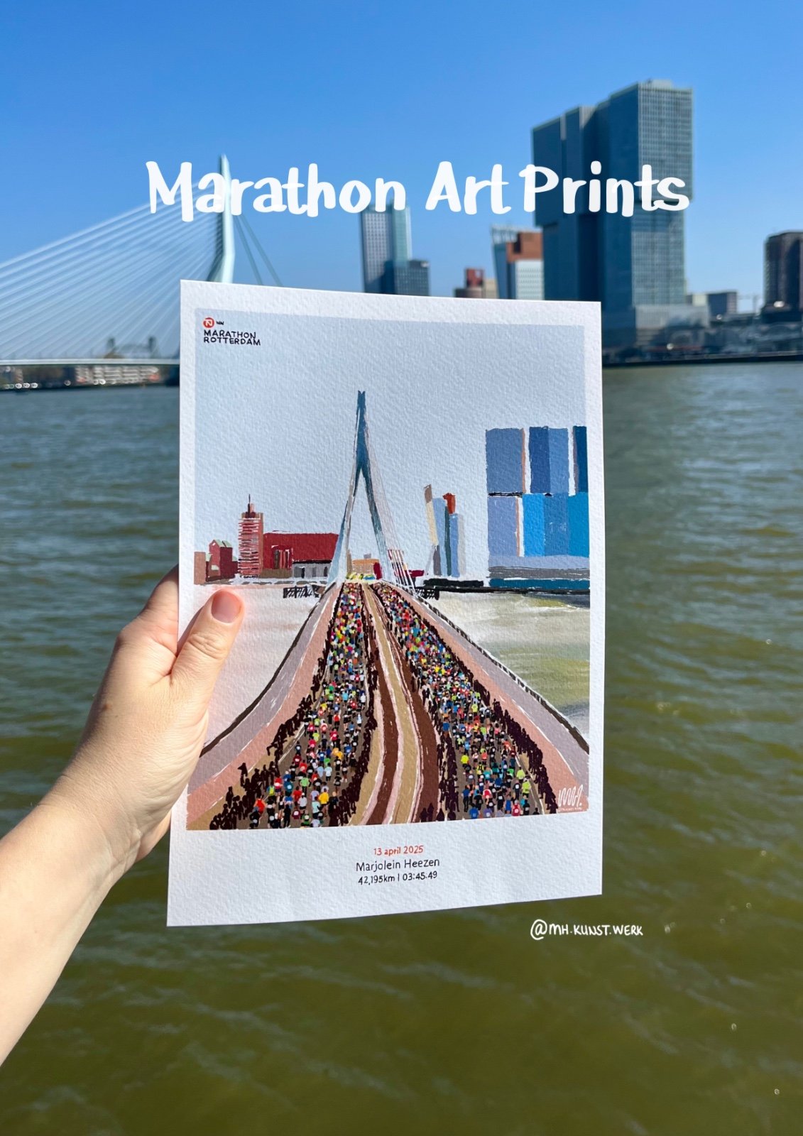 Rotterdam Marathon art print - personaliseerbaar stijl 'polaroid' - 73573.jpeg Rotterdam Marathon art print - personaliseerbaar stijl 'polaroid'