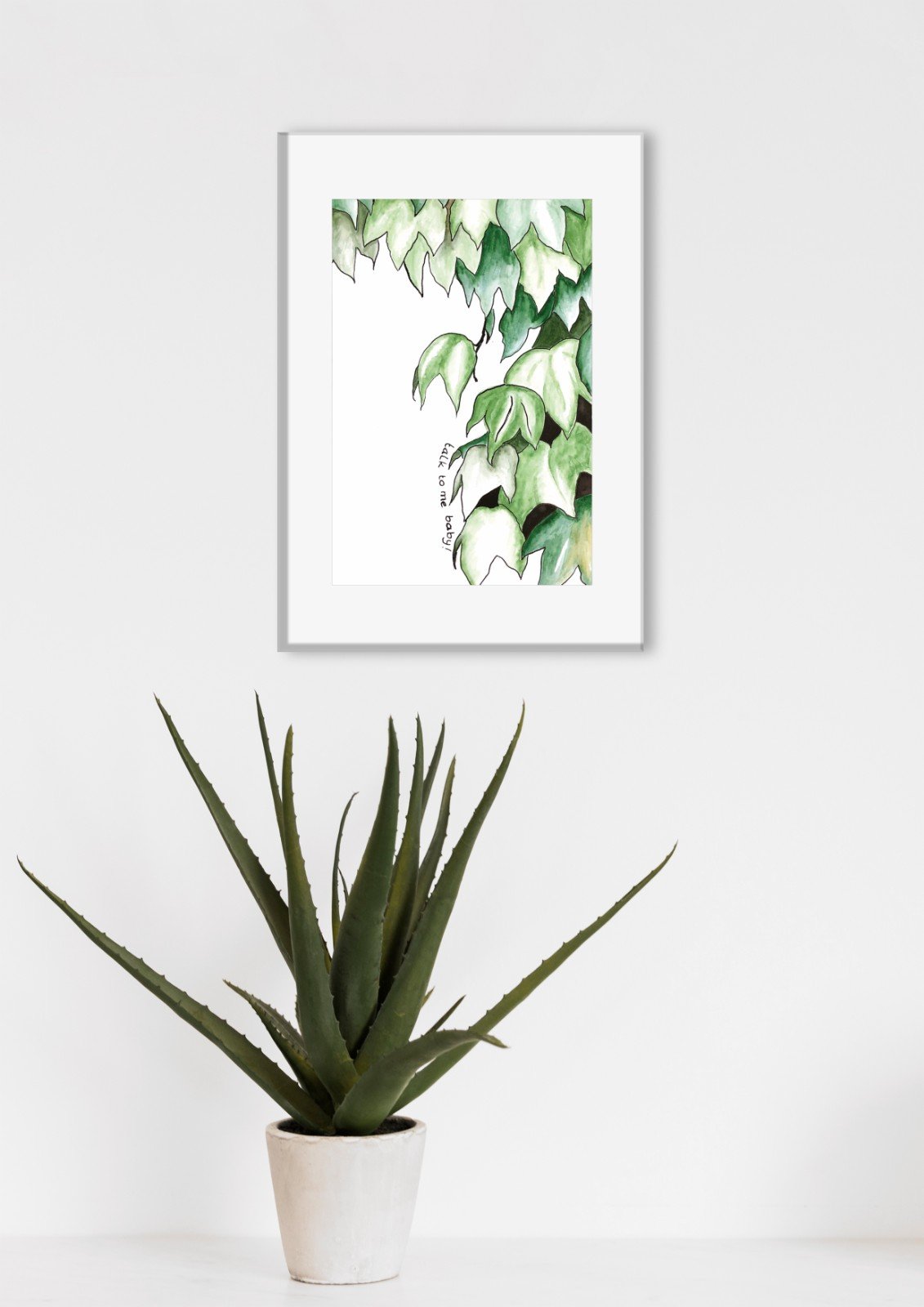 Poster – Klimop aquarel, Talk to me baby illustratie