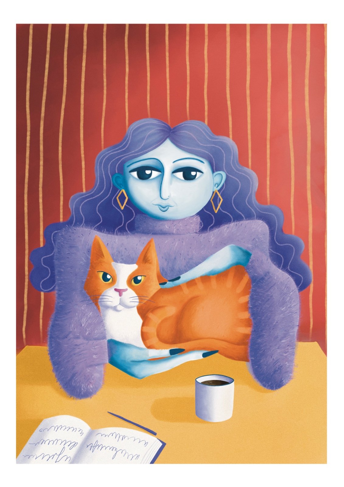 Print illustratie ‘Kattenvrouw’ - A3