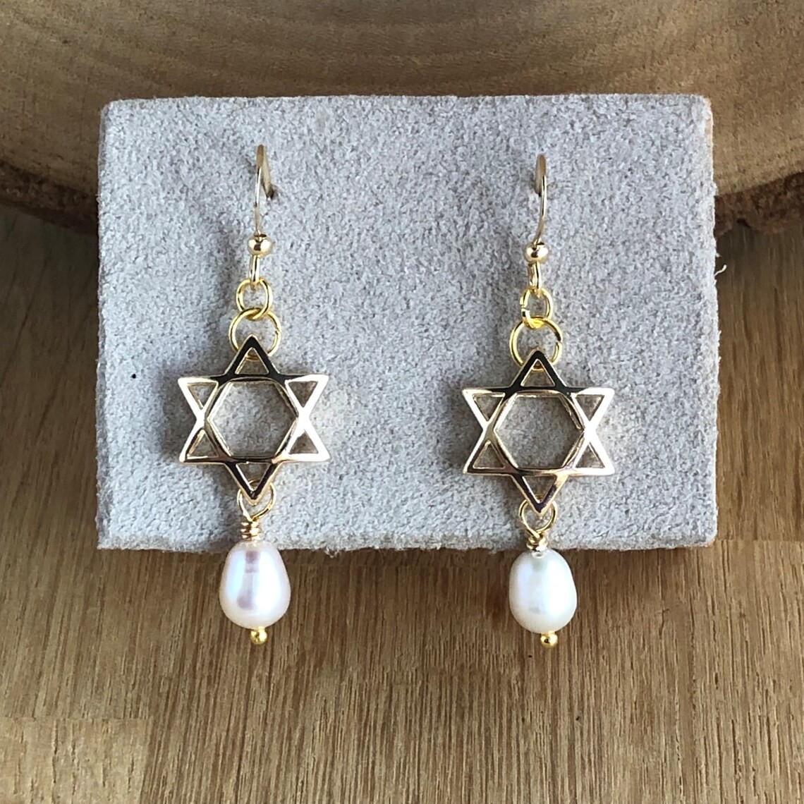 Herinnering & Hoop, Sieradenset van ketting, armband en oorbellen met Davidster en parels