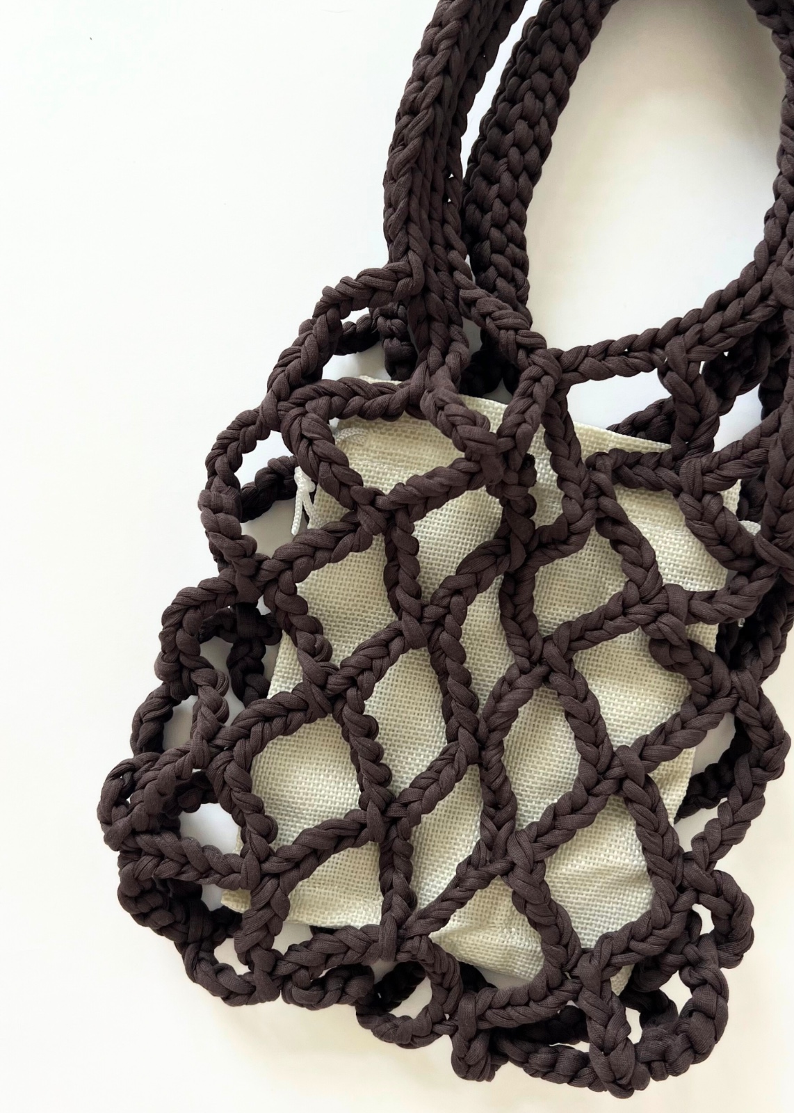 Crochet net bag - cacao bruin