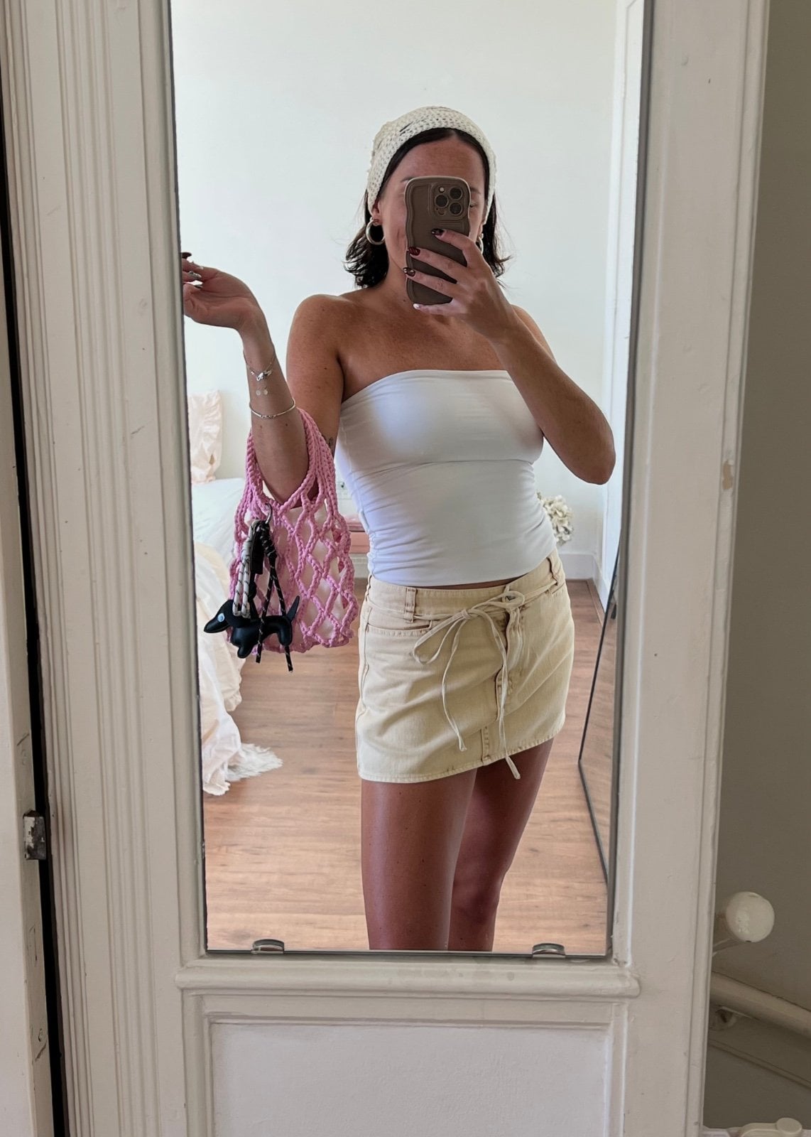 Gehaakte net bag - roze