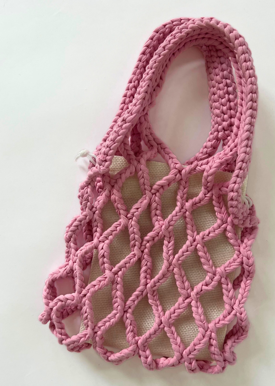 Gehaakte net bag - roze