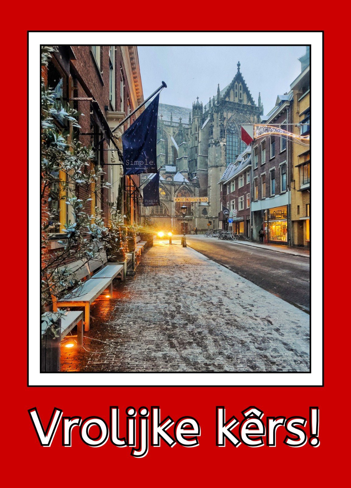 Kerstkaarten Utrecht - - 54624.jpeg Kerstkaarten Utrecht (set van 5) - Vrolijke kêrs