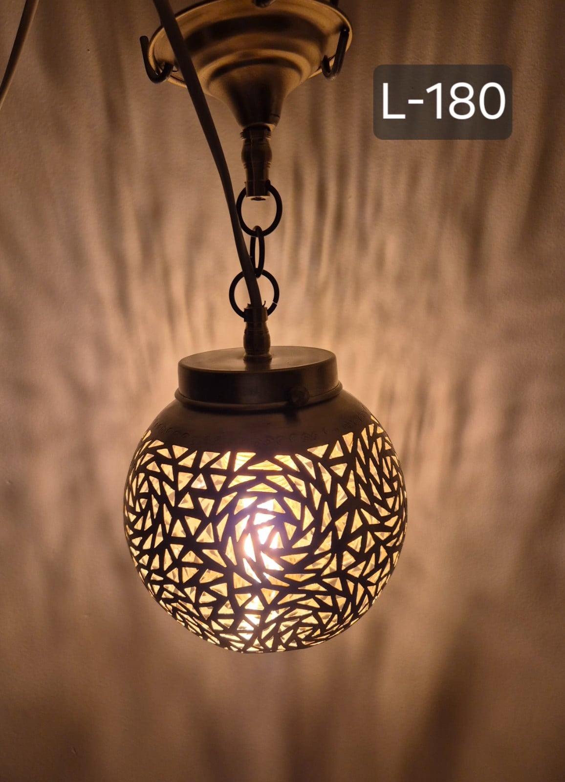 Handmade Moroccan Brass Pendant Light, Lotus Leaf Design, Art Deco Vintage Gold Patina, E27 Bulb & Cable, Unique Boho Home Decor Gift