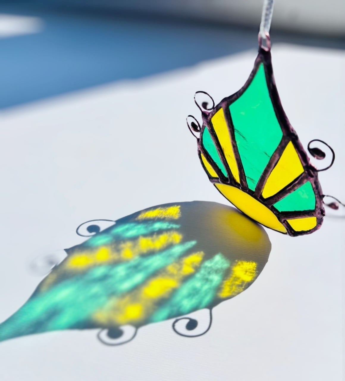 Beautiful handmade stained glass Sunrise | suncatcher | Tiffany techn… - 130314 Prachtige handgemaakte glas-in-lood zonsopgang | suncatcher | Tiffany-techniek | raamhanger