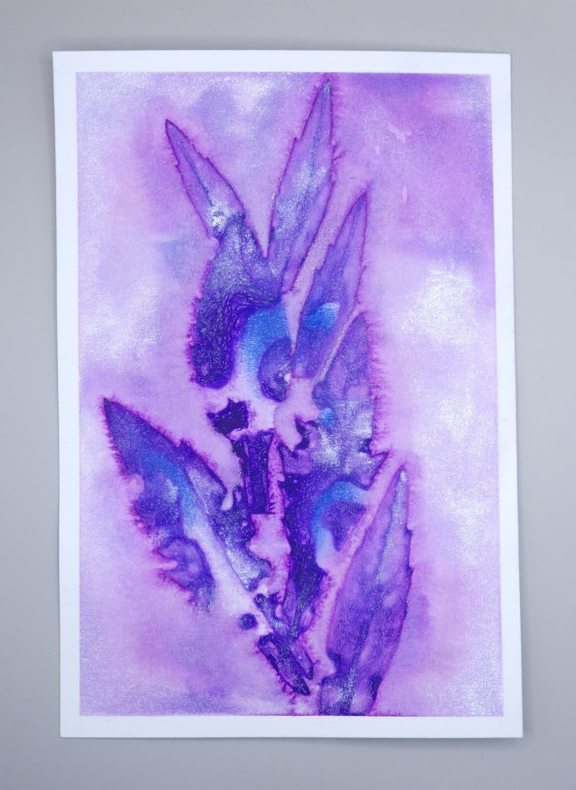 Mixed Media Semi Abstract Schilderij Print/Kaart, Bladeren in Paars - 139568 Bladeren in Paars, Mixed Media Semi Abstract Schilderij Print/Kaart