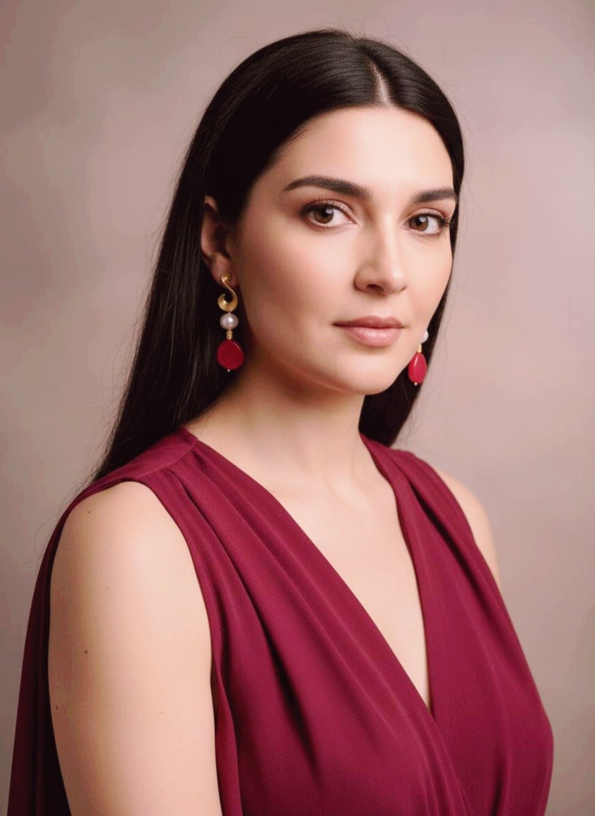 Rood koraal en parel oorbellen