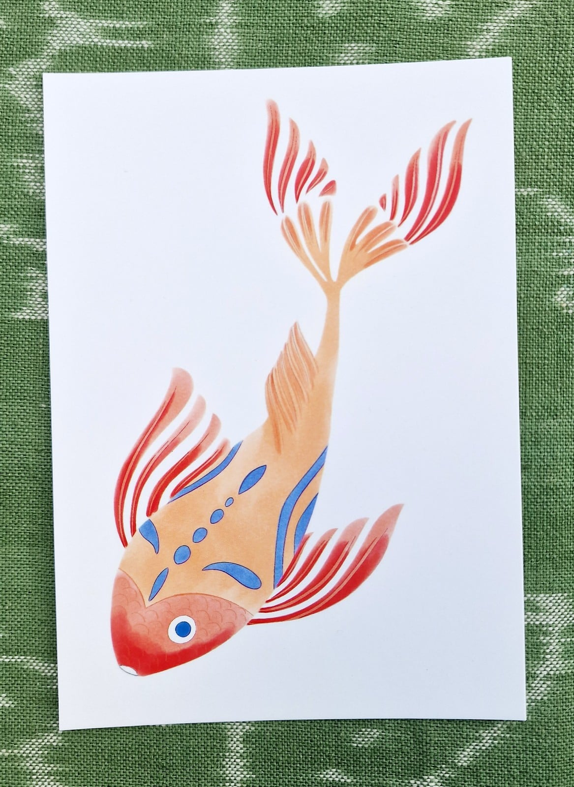 Chinese Fish A6 Kaart, Vis Aquarel Print