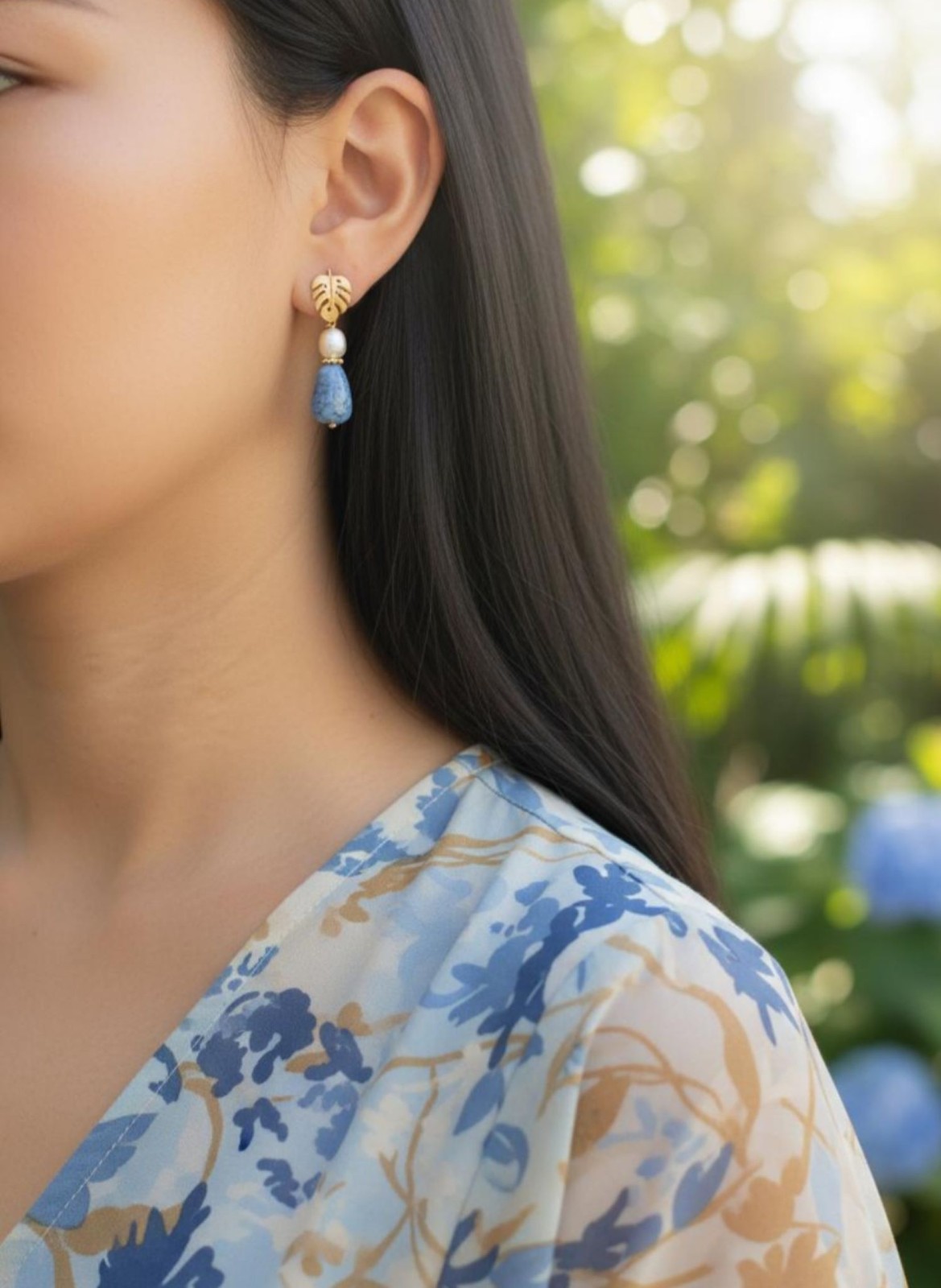 Agaat en parel oorbellen