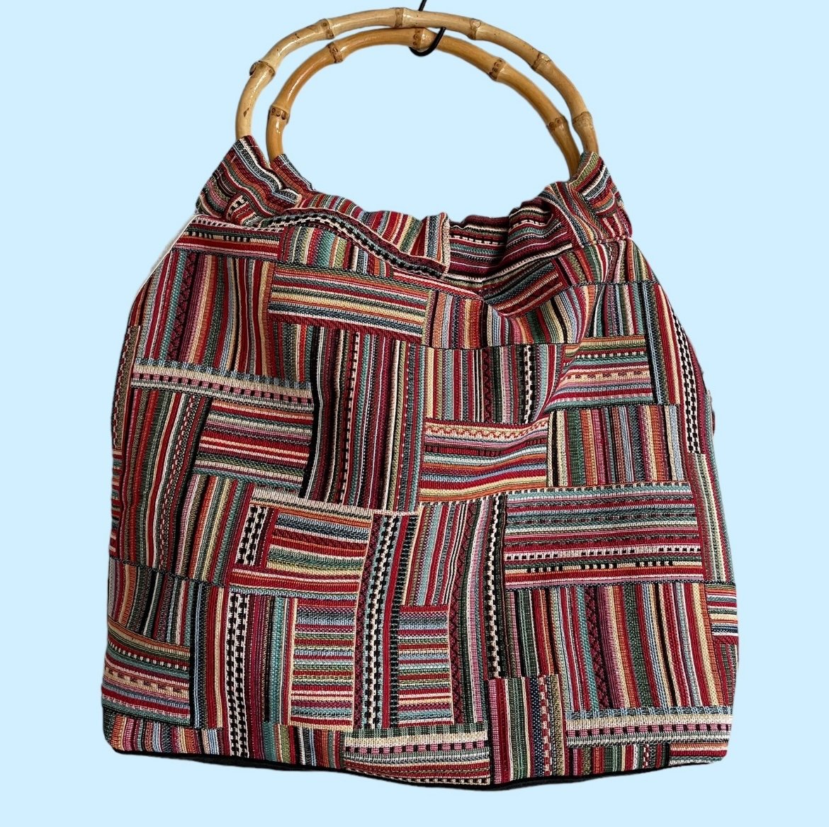Bamboo handle Bag - 89187 Originele tas met bamboe hengsels – handgemaakt & uniek