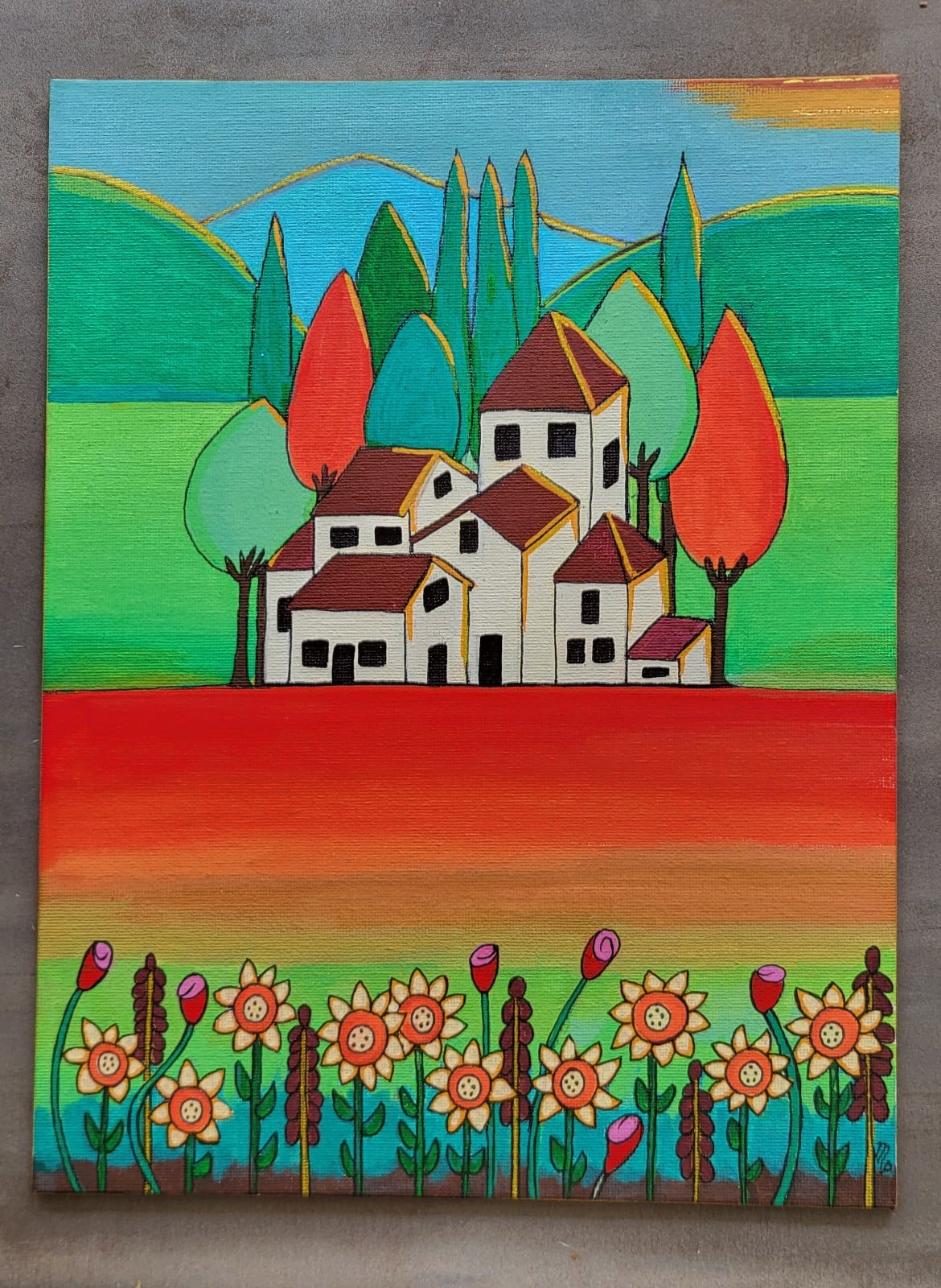 Canvas 'La douce France' origineel acrylschilderij 30x24