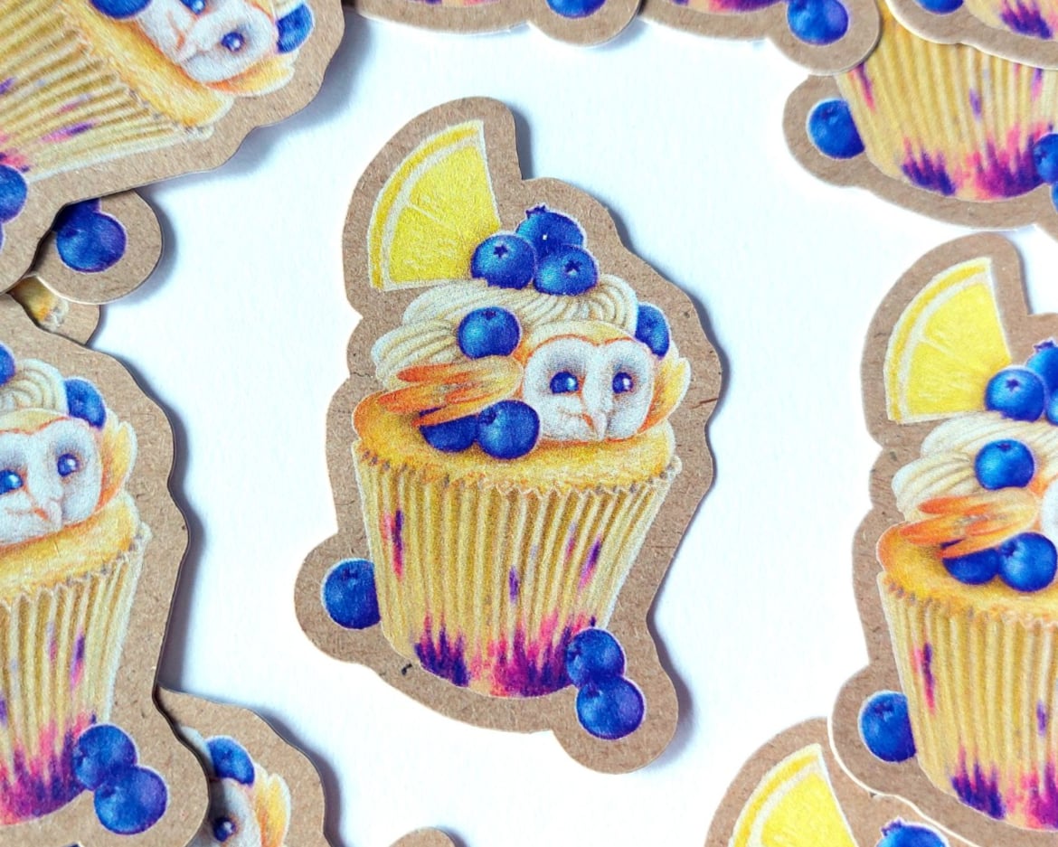 Uil cupcake kraft papier sticker, 3.8x5.9 cm ( 1.5x2,3inch) - 86873 Uil cupcake kraft papier sticker, 3.8x5.9 cm ( 1.5x2,3inch)