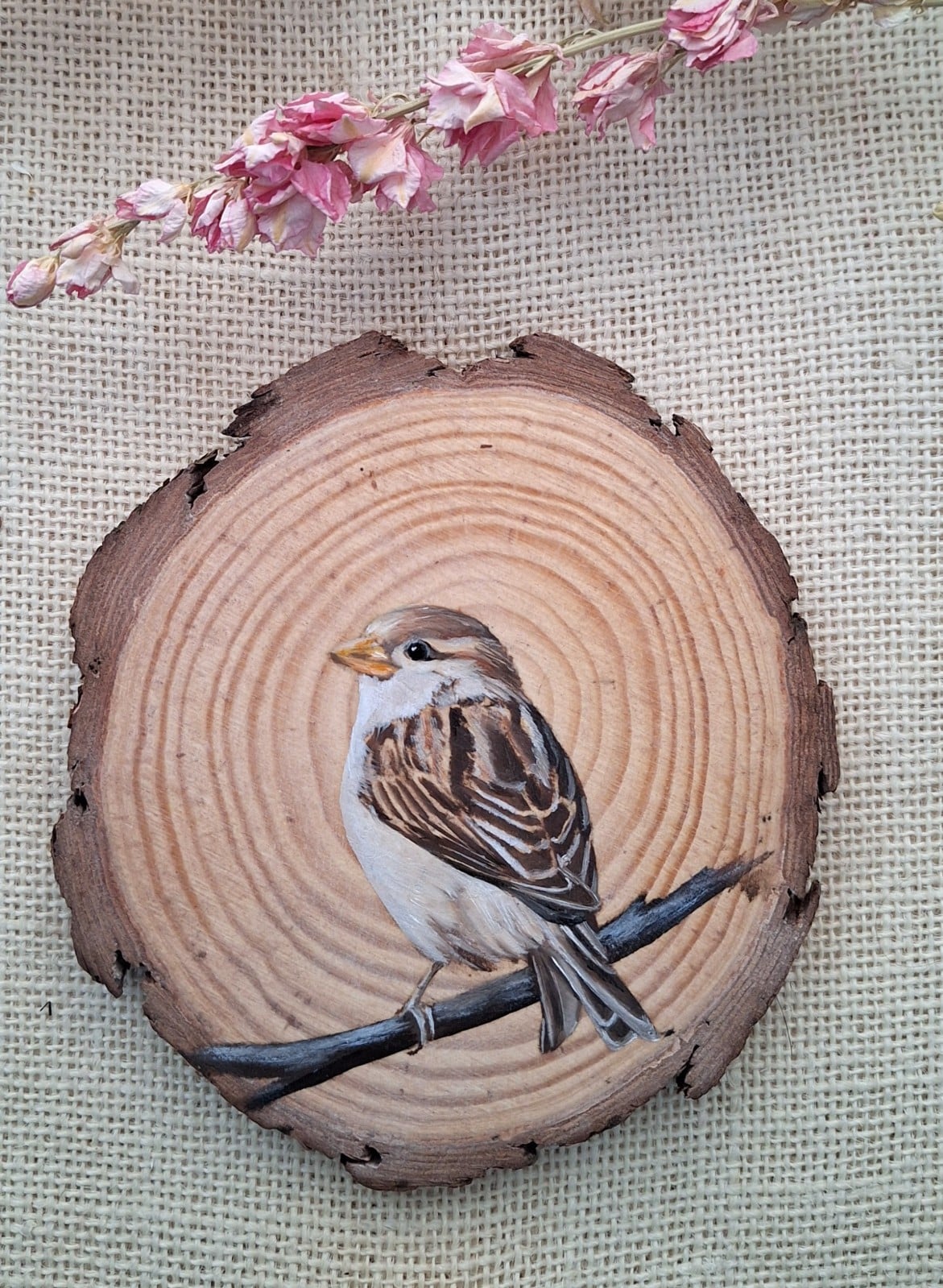 Musje op houtschijf - 112479 Musje op houtschijf