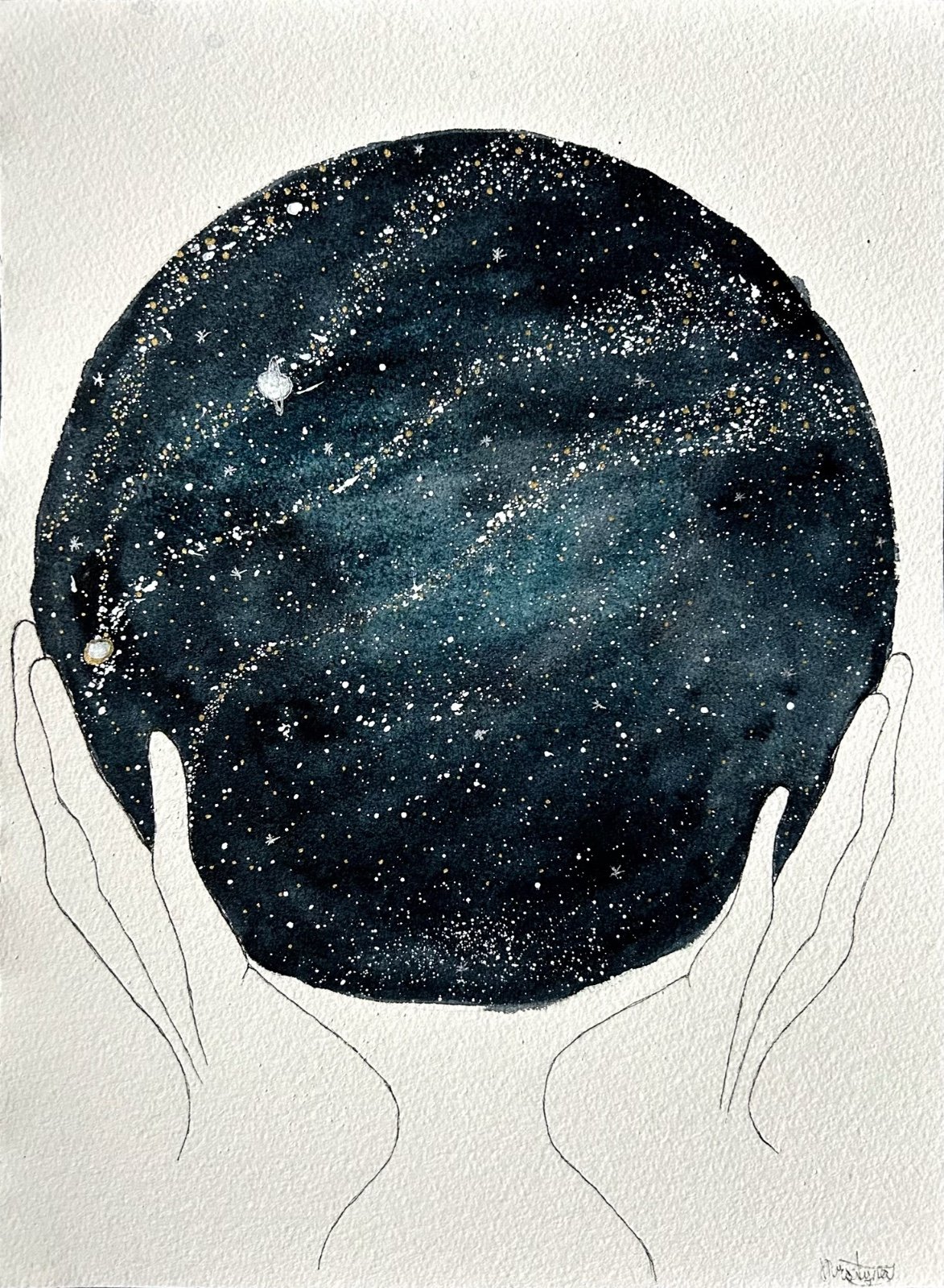 Aquarel schilderij “Holniverse” - 58811.jpeg Waterverf schilderij lot in eigen handen “Holniverse”