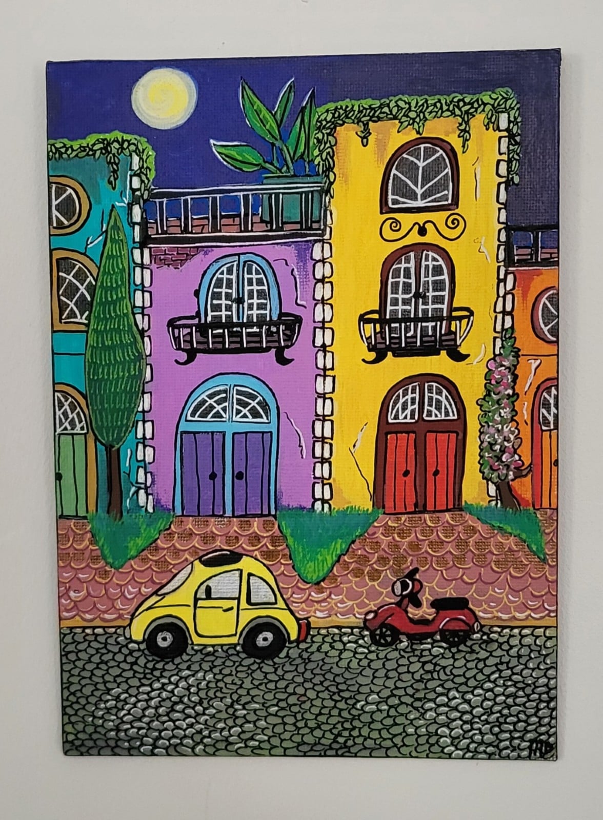 'Ergens in Rome' origineel acrylschilderij 21x15 - 151058 Canvas 'Ergens in Rome' origineel acryl schilderij 21x15