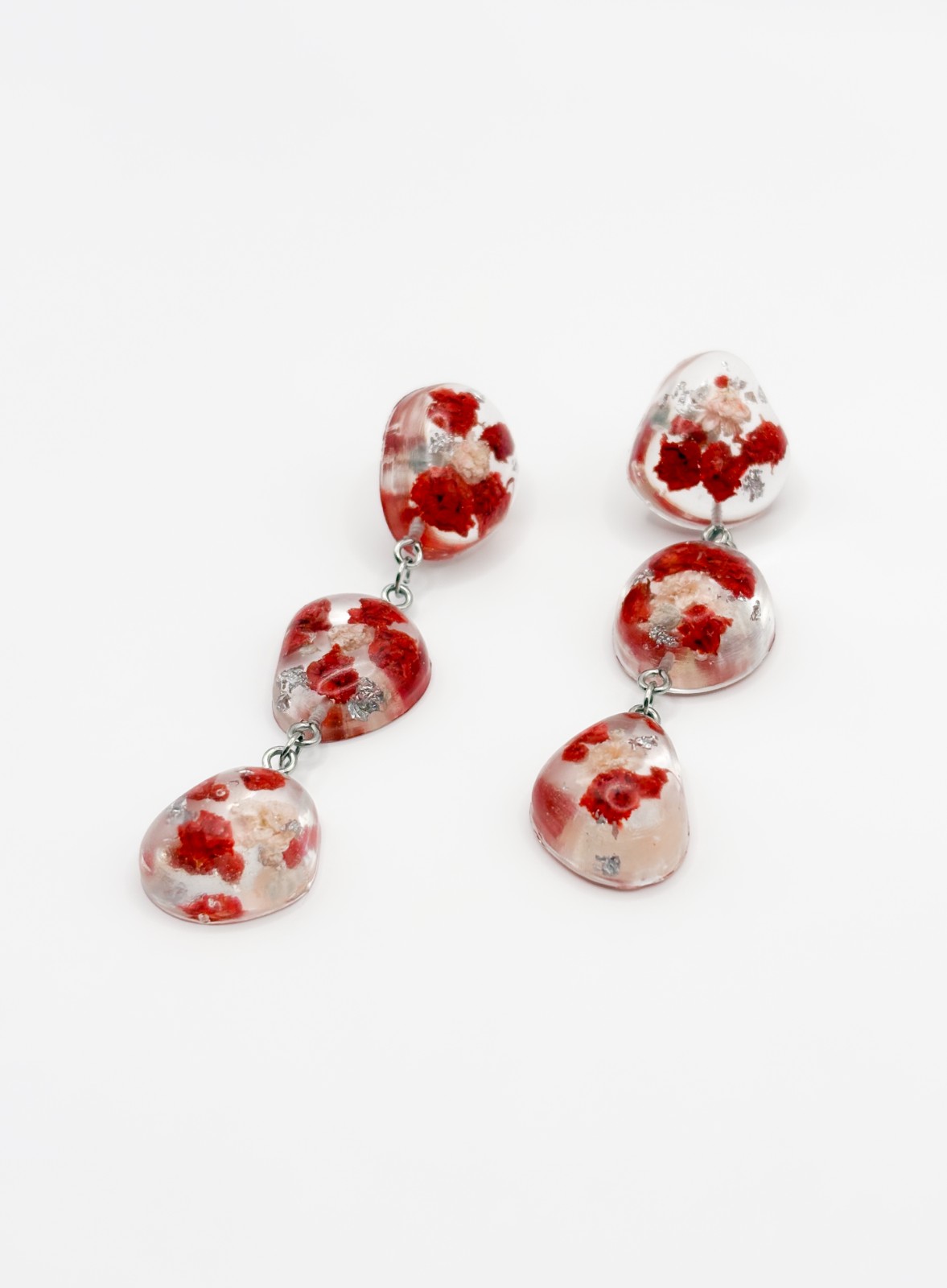 Statement Oorbellen met 3 Grote Stenen Gevuld met Echt Gipskruid uit Den Haag (Mon Chéri)