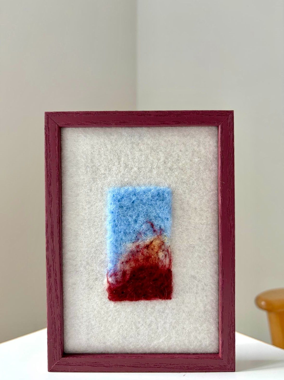Coral blauw-bordeaux - unieke handgemaakte wanddecoratie in wol - 143802 Coral blauw-bordeaux - unieke handgemaakte wanddecoratie in wol
