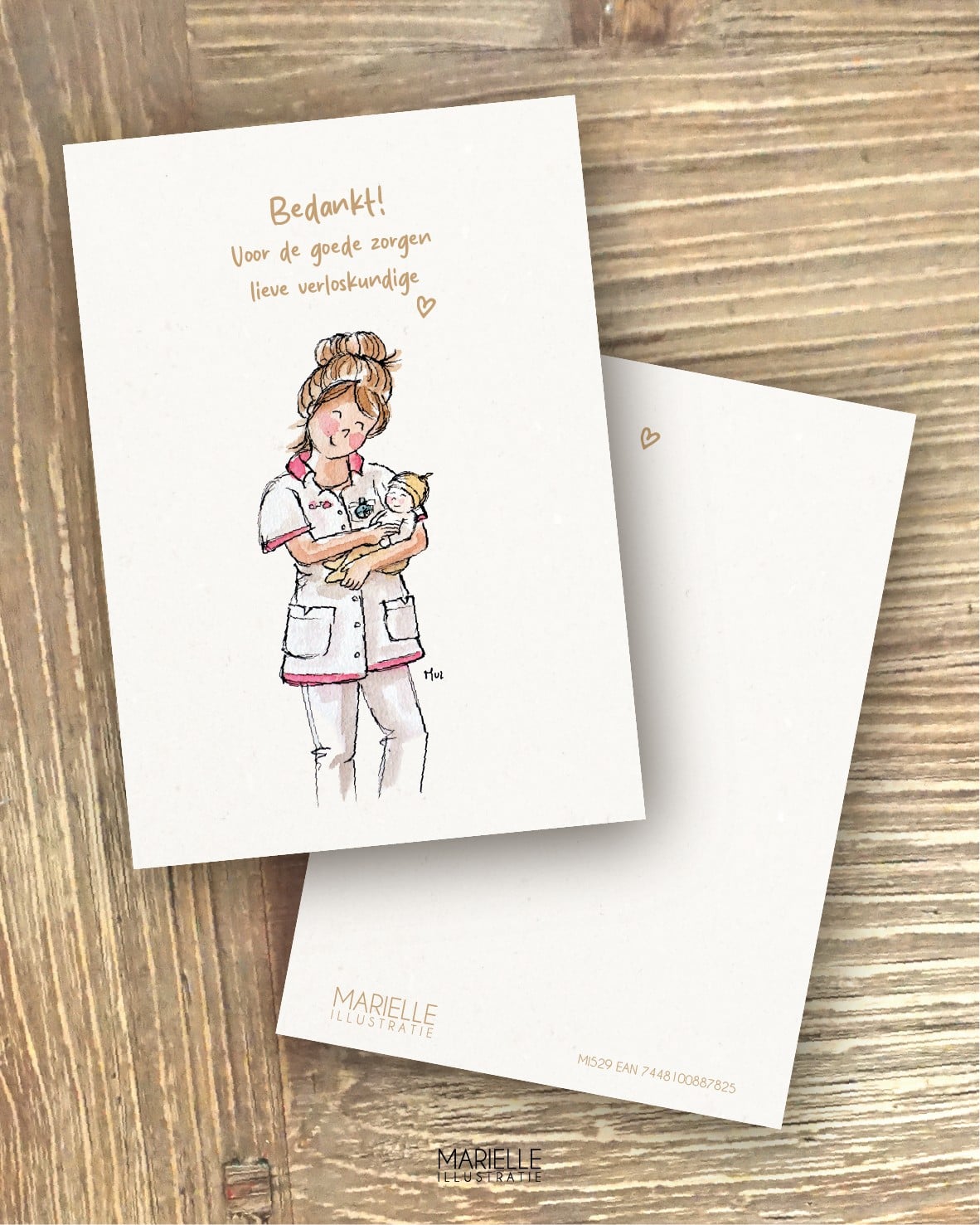 Bedankt verloskundige, wenskaart 10x15cm