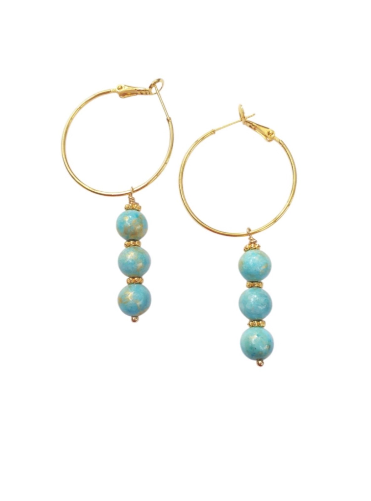 Elegante creolen met turquoise jade kralen - uniek en handgemaakt