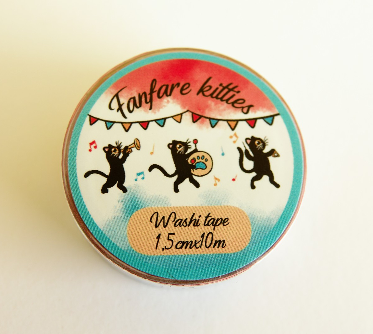 Washitape Fanfare kitties, muziek spelende poezen, journaling, 1,5cmx… - 153951 Washitape Fanfare kitties, muziek spelende poezen, journaling, 1,5cmx10m