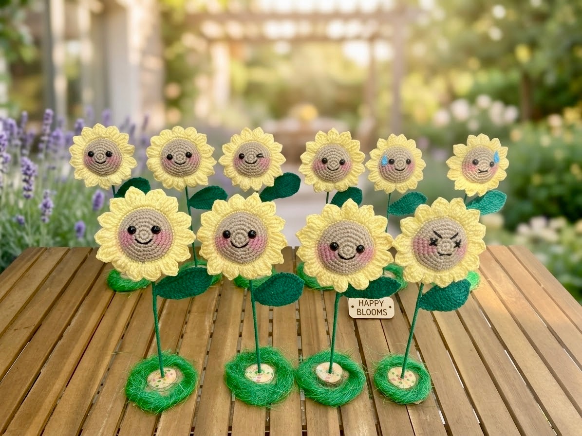 Gehaakte zonnebloemen