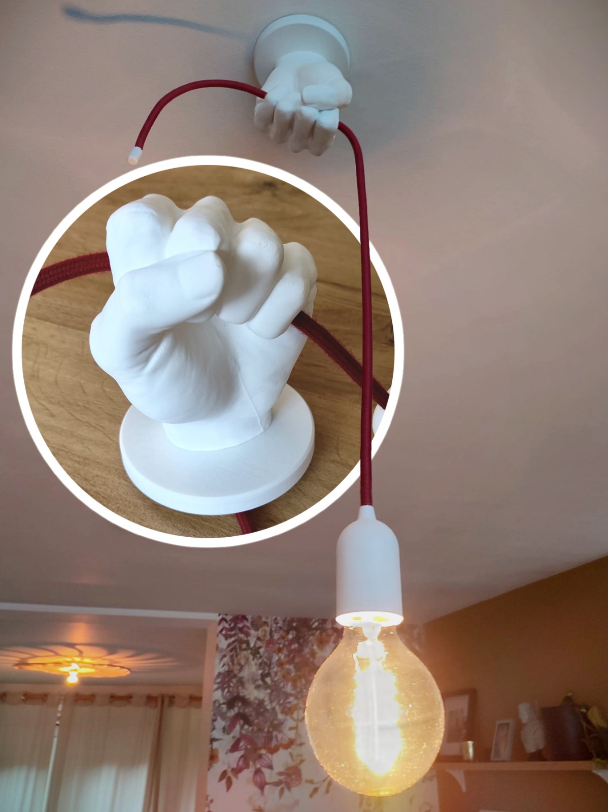 Plafondlamp in handvorm - Clutch - Bordeaux