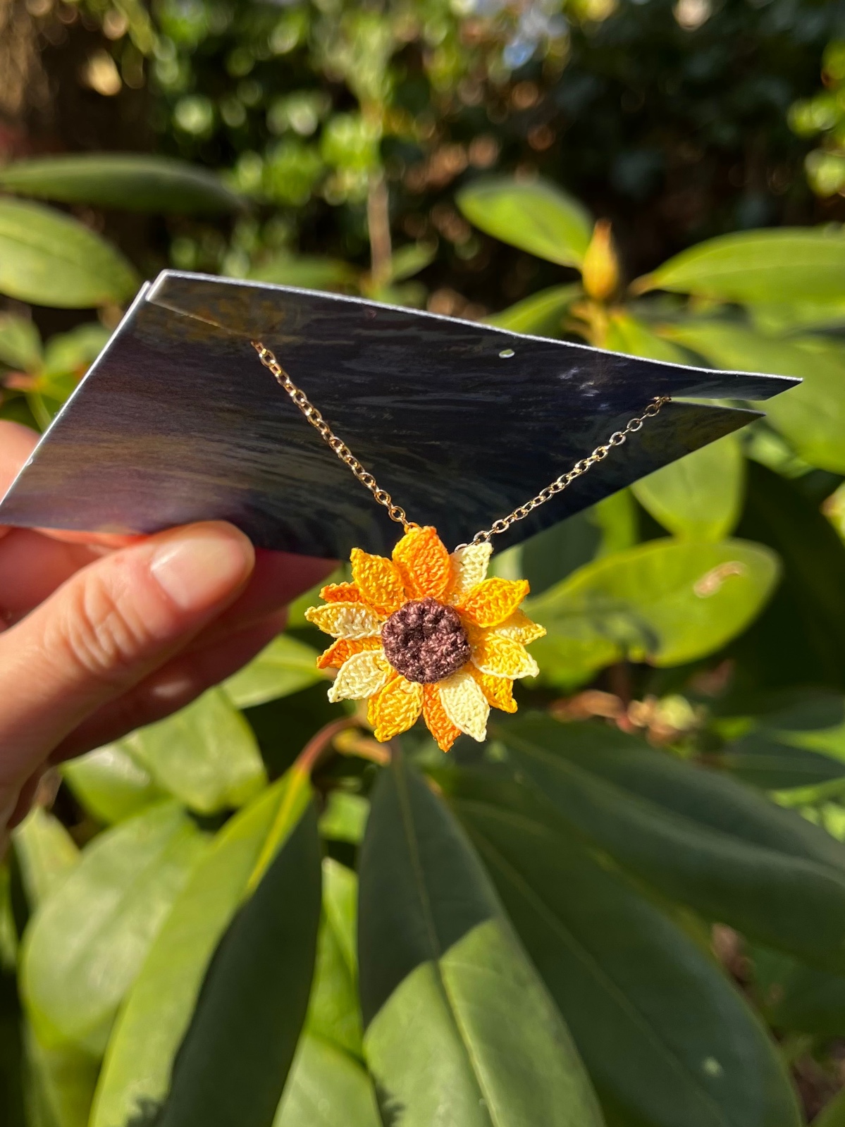 Micro Gehaakte Zonnebloem Ketting